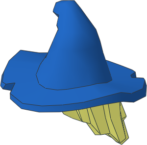 Minifig Hair Mid-Length Scraggly with Dual Mould Blue Floppy Witch Hat Pattern
