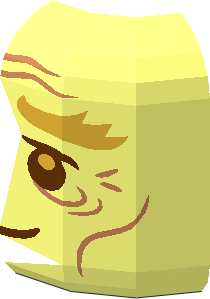 ~Minifig Head Gold Bushy Eyebrows, Copper Cheek Lines and Wrinkles Half Pattern