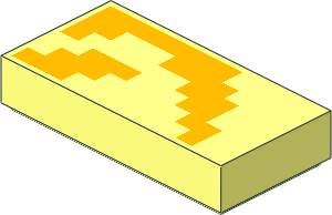 Tile  1 x  2 with Pixelated Bright Light Orange Flame Pattern