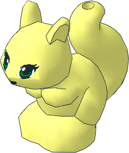 Animal Squirrel with Black, Green and White Eyes and Black Eyelashes, Nose and Mouth Pattern