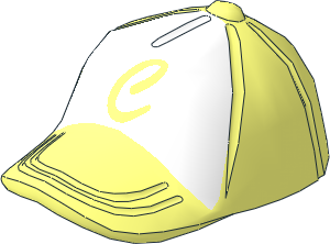 Minifig Baseball Cap with Button on Top with Capital "C" in Script on White Background Pattern