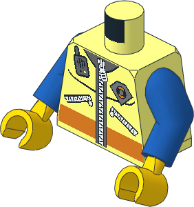 Minifig Torso with Arms and Hands with Coastguard Logo, Zippers and Radio Pattern