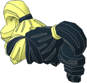 Minifig Hair Female Pigtails High Bouncy, Hole on Top with Black on Left Pattern