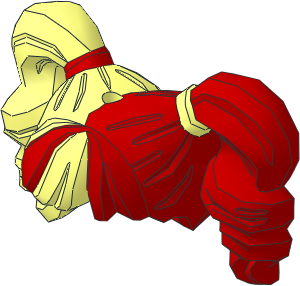 Minifig Hair Female Pigtails High Bouncy, Hole on Top with Red on Left Pattern