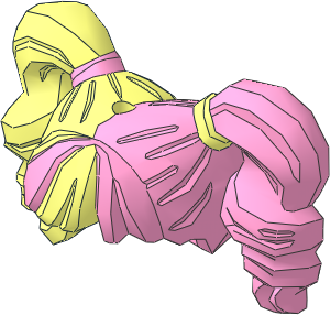 Minifig Hair Female Pigtails High Bouncy, Hole on Top with Bright Pink on Left Pattern