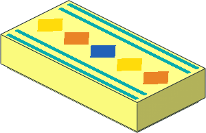 Tile  1 x  2 with Orange, Yellow and Blue Diamonds and Dark Turquoise Lines Pattern