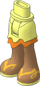Figure Friends Hips and Legs with Asymmetric Layered Skirt Short with Medium Orange Ruffle, Medium Nougat Legs and Ornamented Gold Sandals Pattern