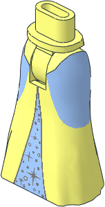 Figure Friends Hips and Legs with Full Length Skirt with Bright Light Blue Sides and Middle Triangle with Silver Stars Pattern