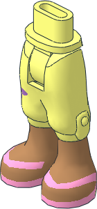 Figure Friends Hips and Legs with Cropped Trousers with Medium Lavender Flower, Medium Nougat Legs and Bright Pink Sandals Pattern