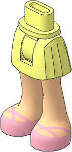 Figure Friends Hips and Legs with Pleated Skirt with Light Nougat Legs and Pink Crossed Straps Sandals Pattern