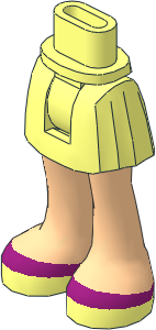 Figure Friends Hips and Legs with Pleated Skirt with Light Nougat Legs and Shoes with Magenta Stripe Pattern