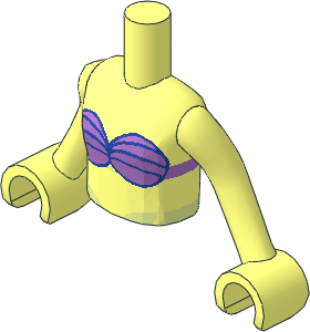 Figure Friends Girl Torso with Arms with Violet and Medium Lavender Bikini Top Pattern