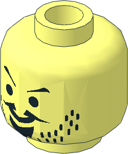 Minifig Head with Moustache Pointed, Goatee and Stubble Pattern