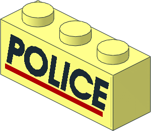 Brick  1 x  3 with Black "POLICE" and Red Line Sticker