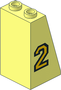 Slope Brick 75  2 x  2 x  3 with Hollow Studs with Black Outlined Yellow "2" Right Sticker