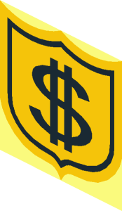 ~Black Dollar Sign on Yellow Badge Pattern
