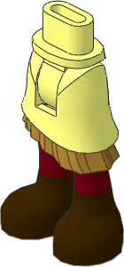 Figure Friends Hips and Legs with Asymmetrical Layered Skirt with Gold Ruffle, Dark Red Legs and Dark Brown Boots Pattern