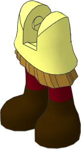 Figure Friends Legs with Asymmetrical Layered Skirt with Gold Ruffle, Dark Red Legs and Dark Brown Boots Pattern