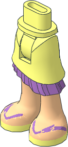 Figure Friends Hips and Legs with Asymmetrical Layered Skirt with Medium Lavender Ruffle, Light Nougat Legs and Dark Purple Sandals Pattern