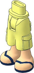 Figure Friends Hips and Legs with Cargo Pants with Light Nougat Legs and Dark Blue V-Shaped Straps Sandals Pattern