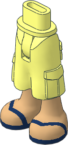 Figure Friends Hips and Legs with Cargo Pants with Medium Tan Legs and Dark Blue V-Shaped Straps Sandals Pattern