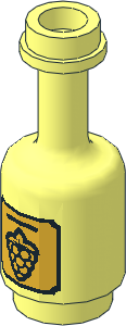 Minifig Bottle  1 x  1 x  2 Cylindrical with Grape on Gold Background Label Pattern