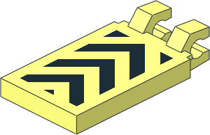 Tile  2 x  3 with Clips Horizontal (Angled Clips) with Danger Chevron Pattern