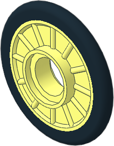 Wheel  2 x 21 with Technic Pin Hole with Integral Rubber Black Tyre Pattern