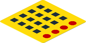 Sticker 1.9 x 1.9 with Red Circles and Black Rectangles on Yellow Background Sticker 1.9 x 1.9 with Red Circles and Black Rectangles on Yellow Background