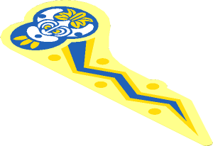 Sticker  2.3 x  6.1 with Indigo Islanders Mask and Blue and Yellow Zig Zag Line - Left Side