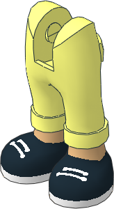 Figure Friends Legs with Folded Trousers with Medium Tan Feet and Black Shoes with White Laces and Sole Pattern