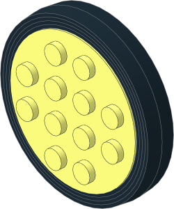 Wheel Rim  8 x 35 with 12 Studs with Notched Axle with Black Tyre Large
