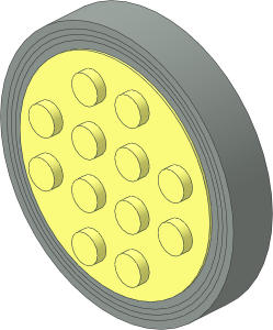 Wheel Rim  8 x 35 with 12 Studs with Notched Axle and Light Grey Tyre