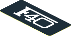 Sticker  0.8 x  1.8 with White F40 Logo on Black Background