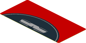 Sticker  1.8 x  3.8 with Black Arc on Red Background (Needs Work)