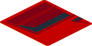 Sticker  1.8 x  1.9 with Black Air Vent Large on Red Background Right (Needs Work)