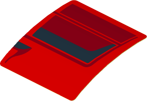 Sticker  1.8 x  1.9 with Black Air Vent Large on Red Background Left (Formed)