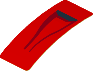 Sticker  0.8 x  1.9 with Black Air Vent NACA on Red Background Left (Formed)