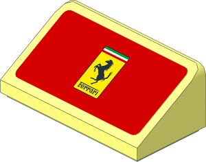 Slope Brick 31  1 x  2 x  0.667 with Ferrari Badge on Red Background Sticker