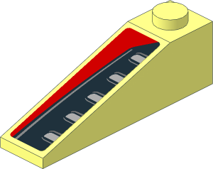 Slope Brick 18  4 x  1 with Black Trapezoid on Red Background Left Sticker