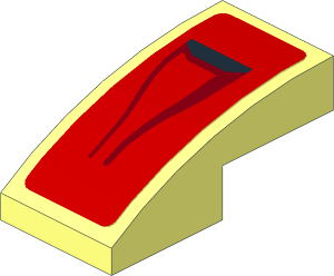 Slope Brick Curved  2 x  1 with Black Air Vent NACA on Red Background Right Sticker