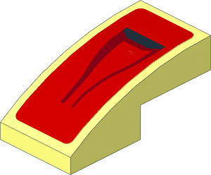 Slope Brick Curved  2 x  1 with Black Air Vent NACA on Red Background Left Sticker