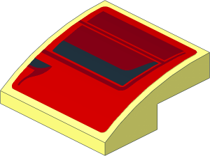 Slope Brick Curved  2 x  2 x  0.667 with Black Air Vent Large on Red Background Left Sticker