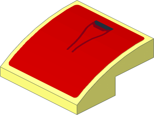 Slope Brick Curved  2 x  2 x  0.667 with Black Air Vent NACA on Red Background Sticker