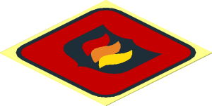 Sticker  2.1 x  2.1 with Fire Logo Badge