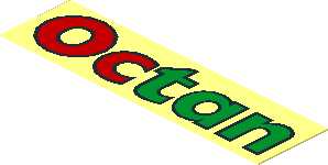 Sticker  0.8 x  3 with Red/Green "Octan" with Black Border on Transparent Background