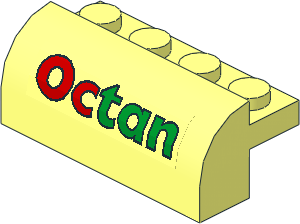 Brick  2 x  4 x  1.333 with Curved Top with Octan Logo with Black Border on Transparent Sticker