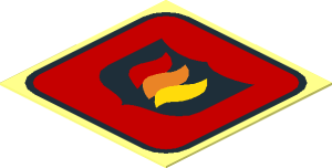 Sticker  1.1 x  1.1 with Fire Logo Badge