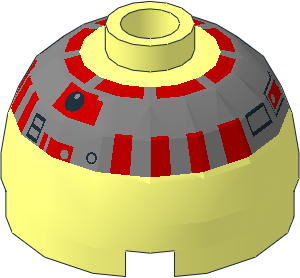 Cylinder  2 x  2 with Dome Top with SW Red/Silver R5 Pattern