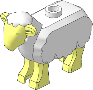 Animal Sheep with White Eyes and Wool Pattern